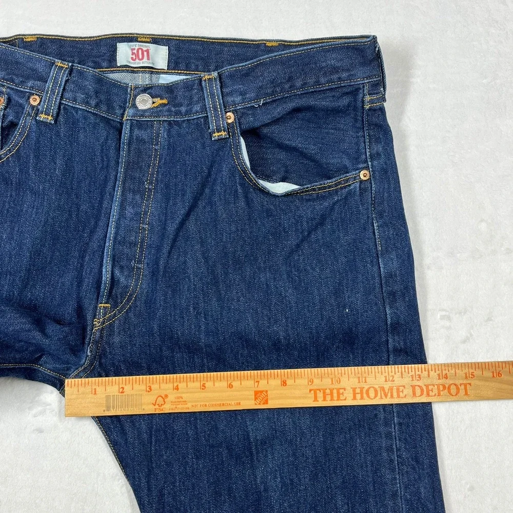 Levi's 501 Original Jeans Mens 38x32 (Fits 36x29) Blue Straight Button Fly Y2K